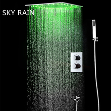 SKY RAIN-cabezal de ducha de lluvia, válvula termostática de alto flujo, LED, juego de grifería, 20 pulgadas, 304 SUS 2024 - compra barato