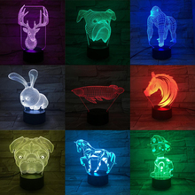 Criativo luz da noite lâmpada de cabeceira do bebê animal 3d colorido gradiente cor visual led desktop casa café pequena lâmpada mesa 2024 - compre barato