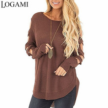 LOGAMI Hollow Out Sleeve Irregular Pullover And Sweater Women New Arrival Fashion Sweaters Female 2024 - buy cheap