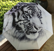 Nice Folding Tiger Oil Painting Windproof Anti UV Clear/Rain Men/Lady Umbrella 2024 - buy cheap