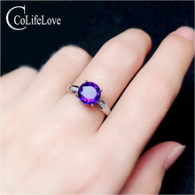 CoLife Jewelry Amethyst Silver Ring for Party 6mm Natural VVS Amethyst 925 Silver Gemstone Ring Birthday Gift for Young Girl 2024 - buy cheap