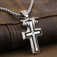 LINSION Huge Rotatable Cross 925 Sterling Silver Mens Biker Rock Punk Pendant 8Q027 2024 - buy cheap