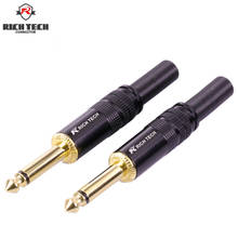 8pcs Jack 6.35mm Gold Plated Black Mono Audio Connector Male Plug Amplifier Microphone Plug 6.35mm TRS Plug Welding 2024 - buy cheap