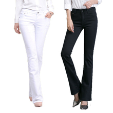 Spring Autumn Skinny High Waist Jeans Pants Long Korean Fashion Stretch Flared Boot Cut Jeans Women Black White 2024 - buy cheap