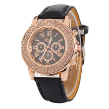 Reloj dorado 2018 de lujo para mujer, esfera de diamante, reloj de cuarzo para mujer, regalos para niñas, relojes de pulsera de cuero, reloj femenino # C 2024 - compra barato