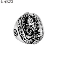 Кольцо Будды Ганеша, 100% Серебро 925 пробы, кольцо Ом, слон, нос, богатство, Бог, кольцо на удачу 2024 - купить недорого