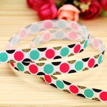 3/8'' Free shipping polka dots love printed grosgrain ribbon headwear hair bow diy party decoration wholesale OEM 9mm B1358 2024 - buy cheap