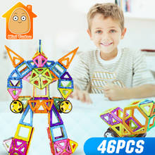 MiniTudou 46 шт. Магнитный дизайнерский Строительный набор модель строительные игрушки пластиковые магнитные блоки DIY Развивающие игрушки для детей 2024 - купить недорого