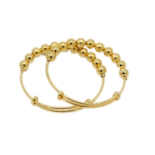 2 Pieces Wholesale Fashion Beads Adjust Bangle Yellow Gold Filled Womens Girls Bangle Bracelet Gift Dia 60mm 2024 - buy cheap
