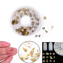 New 3D Christmas Mix Designs Tiny Slice DIY Manicure Nail Accessories Gold Metal Nail Art Sticker Decoration Wheel 2024 - buy cheap