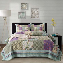 CHAUSUB Cotton Bedspread on Bed Quilt Set 3PCS Patchwork Double Blanket Bed Cover Pillowcase King Size Summer Floral Coverlet 2024 - buy cheap