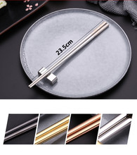 Pauzinhos para sushi de luxo, conjunto de utensílios de mesa banhados a titânio em aço inoxidável, estilo chinês, pn 004, 1 par 2024 - compre barato