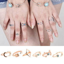 6 шт., кольцо со стрелкой, луной, треугольником, на костяшки пальца 2024 - купить недорого