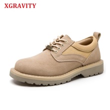 XGRAVITY Unisex Vintage Autumn Man Casual Leather Army Shoes Round Toe New Fashion Leisure Flat Sneaker Women Martin Shoes A172 2024 - buy cheap