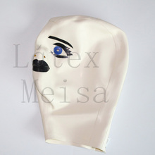 Мультяшный дизайн латексная маска БДСМ открытые ноздри с молнией сзади для женщин 2024 - купить недорого