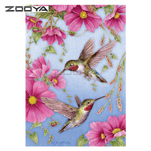 Zooya 5d diy diamante dois pequenos pássaros floração animais pintura diamante ponto cruz quadrado broca mosaico decoração para casa bk1135 2024 - compre barato