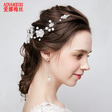 AINAMEISI Fashion Pearl Handmade Wedding Headband Red White Floral Crystal Bridal Hair Jewelry For Women Hair Accessories 2024 - buy cheap