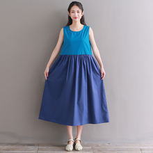 2018 new design linen sleeveless dress summer fashion long vintage dress 2024 - buy cheap