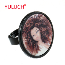 YULUCH 2019 Luxury pop jewelry fashion woman wedding ring for alloy inlaid wood round printing ethnic ring gift 2024 - buy cheap