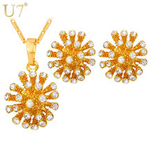 U7-conjunto de joyas estrella nueva moda para mujer, diamantes de imitación de Color dorado, conjunto de collar con hemisferio y pendientes, S809 2024 - compra barato