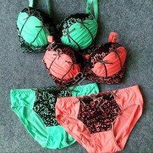 2-tone Color Lace Bra Set Lingerie Push up Sexy Bra Lovely Underwear Frill Details Bra Briefs High Quality H185 2024 - buy cheap
