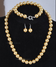 free shipping Golden South Sea Shell Pearl Necklace bracelet Earrings Set Grade(akk957) 2024 - buy cheap