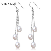 YIKALAISI-pendientes largos de Plata de Ley 925 para mujer, aretes con borlas de perlas naturales de agua dulce, blanco perla de 6-7mm 2024 - compra barato