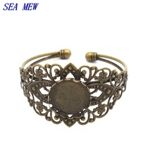 SEA MEW 20mm Round Cabochon Base Antique Bronze Plated Copper Bangles Bezel Blank Base Setting For Jewelry Making 2024 - buy cheap