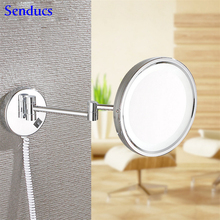 Senducs Chrome Led Bathroom Mirror With High Quality Brass Bath Mirrors 8.5 Inch Beauty Mirror 3x Magnifying Bathroom Mirrors 2024 - buy cheap