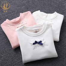 Meninas outono 2021 nova roupa das crianças de manga comprida camiseta de algodão de fundo camisa menina camisa branca do bebê da menina manga longa 2024 - compre barato