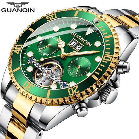 GUANQIN Automatic Watch Men Skeleton Tourbillon Mechanical Watch Sport Waterproof Automatic Watch Clock Man relogio masculino 2022 - buy cheap