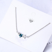 WYEAIIR-pentagrama de cristal azul para mujer, Estrella dulce Simple, cadena de clavícula de plata de ley 925, collar para mujer 2024 - compra barato