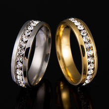 2015 Hot Men's Women's Couple Lover Rhinestone Titanium Steel Engagement Ring Size 6-11 2024 - buy cheap