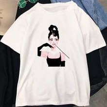 Audrey Hepburn Graphic Tee Shirt Femme Harajuku T Shirt Aesthetic Women Clothes Ulzzang Streetwear Kawaii Tops Camiseta Mujer 2024 - buy cheap