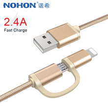Nohon 2 em 1 micro cabo de carregamento de iluminação usb para iphone 6 s 7 8 plus x xs max xr cabos de carregador rápido para samsung xiaomi huawei 2024 - compre barato