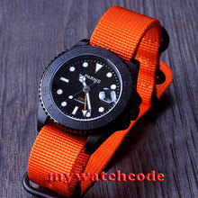 Мужские автоматические часы 40 мм с черным циферблатом GMT PVD чехол с сапфировым кристаллом P529 2024 - купить недорого