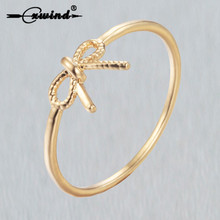 Cxwind Fashion Tie Knot Shape Rings For Women Knuckle Thin Gold Color Bow Knot Design Wedding Rings in Copper Bijoux Wholesale 2024 - buy cheap