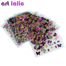 Artlalic 24Pcs/Sheet Gold Foil Flowers Butterfly Pattern Stamping 3D Stickers Charms Bronzing Nails Art Decals 2024 - buy cheap