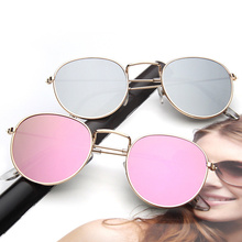 Moda óculos de sol feminino revestimento reflexivo espelho óculos feminino uv400 vintage marca designer tendência circular frame eyewear 2024 - compre barato