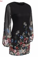 New Women Clothing Floral Dress Long Sleeve Spring Casual Dresses Fashion O Neck Long Sleeve Printed Chiffon Mini Dress SV030127 2024 - buy cheap