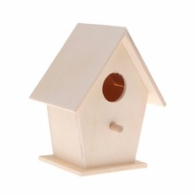 Casa de madeira natural para pássaro, redondo, criativo, diy, decoração de jardim, papagaio 2024 - compre barato