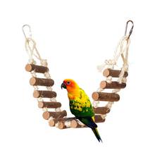 New Parrot toys Natural Rope Wood Ladder Bird Toys  Pet Bird Parrot Toy  Connecting Flexible Bird Ladder Parrot Hanging Bird 2024 - buy cheap