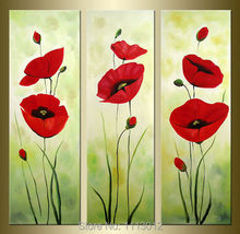 Hand Painted Red Lily Abstract Home Decoration Oil Painting Flowers On Canvas 3 Panel Art Set Wall Modern Living Room Wall Decor 2024 - buy cheap