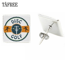 TAFREE Fashion Sport square stud earrings Earrings art picture disc golf    stud earrings Jewelry FQ588 2024 - buy cheap