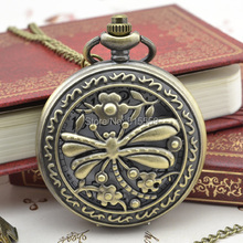 50pcs/lot DHL Free Shipping Bronze Hollow Dragonfly Pocket Watch High Quality Watch Necklace Gift Watch Factory Price Wholesale 2024 - buy cheap