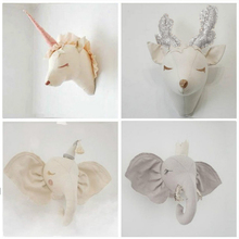 Cabeza de Animal 3D para decoración de habitación de niños, elefante, unicornio, ciervo, peluche, colgante de pared para cuarto de bebé, regalos de navidad 2024 - compra barato