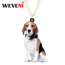 WEVENI Acrylic Beagle Dog Necklace Pendant Collar Chain Choker Cartoon Animal Jewelry For Women Girls Pet Lovers Gifts Wholesale 2024 - buy cheap