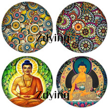 ZDYING Kaleidoscope Mandala Flower Round Glass Buddhism Pattern Cabochon Beads Demo Flat Back Making Jewelry Findings Mm001 2024 - buy cheap