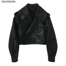 Arlenesain-Chaqueta de cuero auténtico para mujer, chaqueta de pu, color negro, personalizado, superb, a la moda, 2019 2024 - compra barato