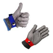 OOTDTY Blue Red Safety Cut Proof Stab Resistant Stainless Steel Metal Mesh Butcher Glove High Performance Level 5 Protection 2024 - buy cheap